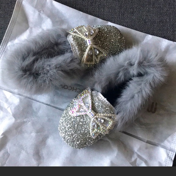 Silver Fuzzy Kid Girl Princess Shoes - Picture 2 of 4